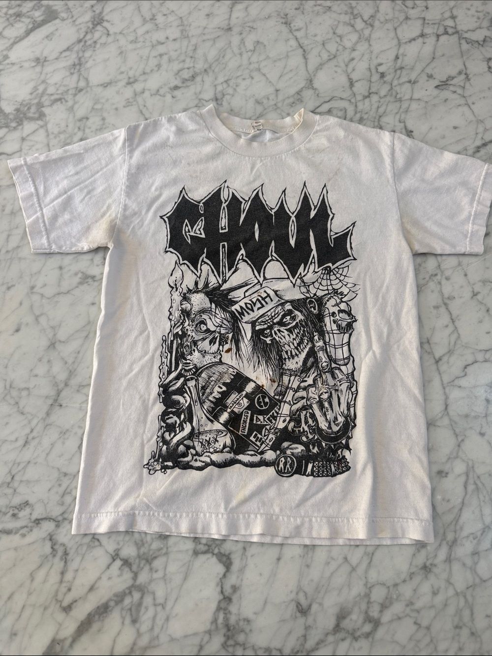 Vintage Ghoul Punk T Shirt Sz Small Thrashed